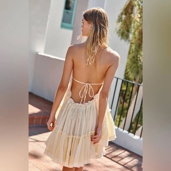 Free People 100 Degree Mini Dress in Light Tan S NWOT - Picture 7 of 16